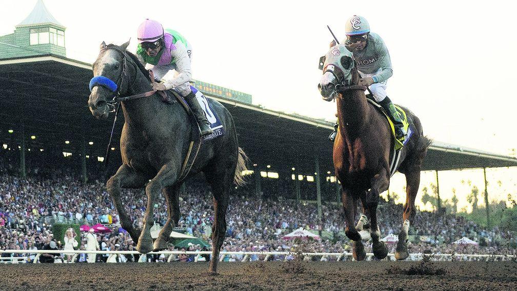 Arrogate (Mike Smith, left) beats California Chrome (Victor Espinoza) in the Breeders' Cup Classic to top the World Rankings on a mark of 134