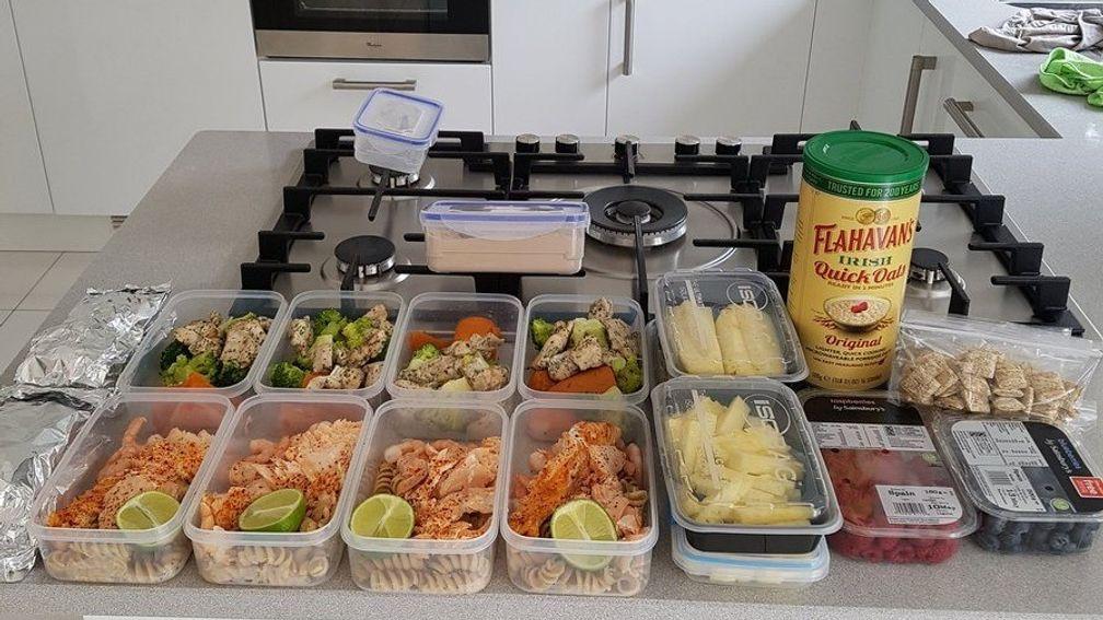 Richard Kingscote's meals for a week, which the jockey prepares in advance