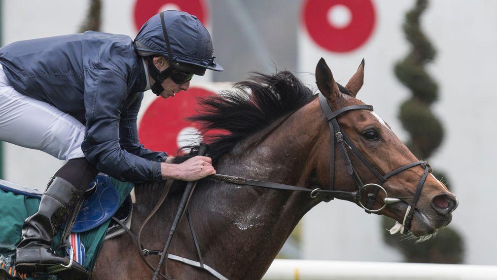 Gustav Klimt and Ryan Moore win the Ballylich Stud 2,000 Guineas Trial Stakes earlier this season