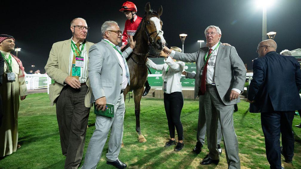 Spirit Dancer with his winning connections at Riyadh