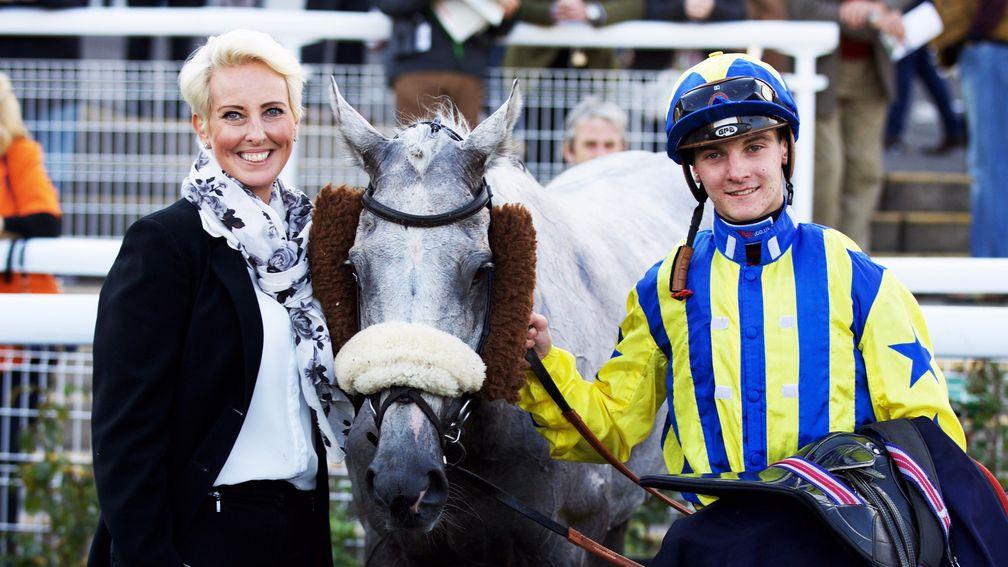 Jenny Godwin and son Mitch in the Chepstow winner's enclosure
