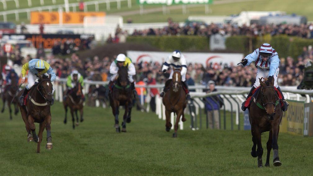 Truckers Tavern and Davy Russell (extreme left) chase home Best Mate in the 2003 Cheltenham Gold Cup