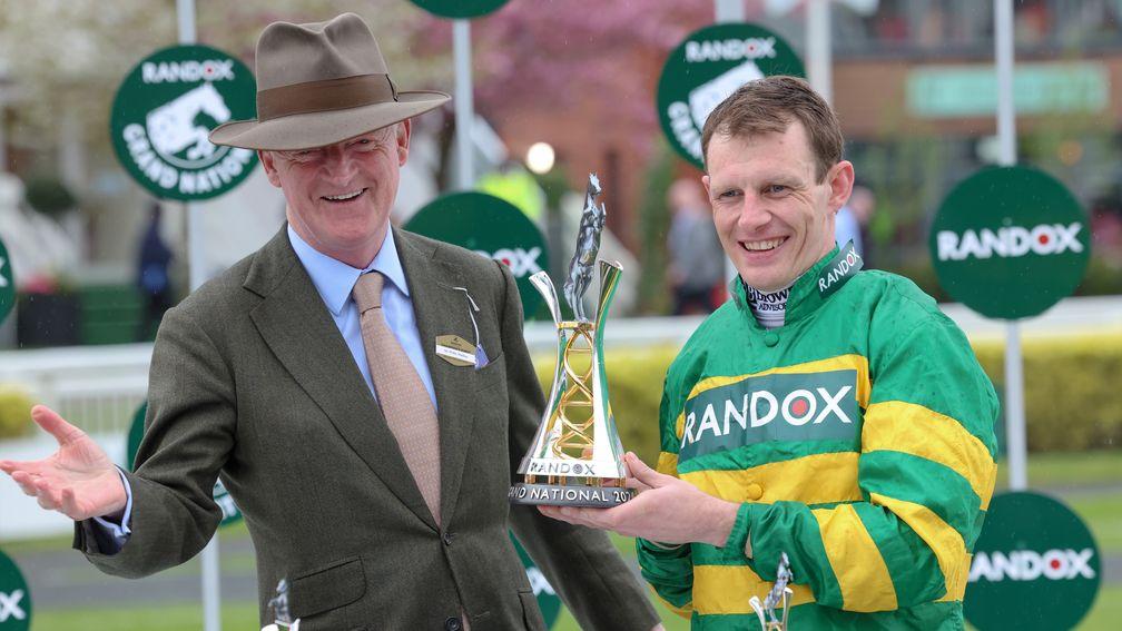 Willie Mullins and Paul Townend after winning the Grand National