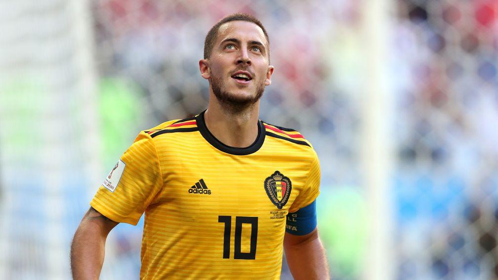 Eden Hazard celebrates his goal for Belgium