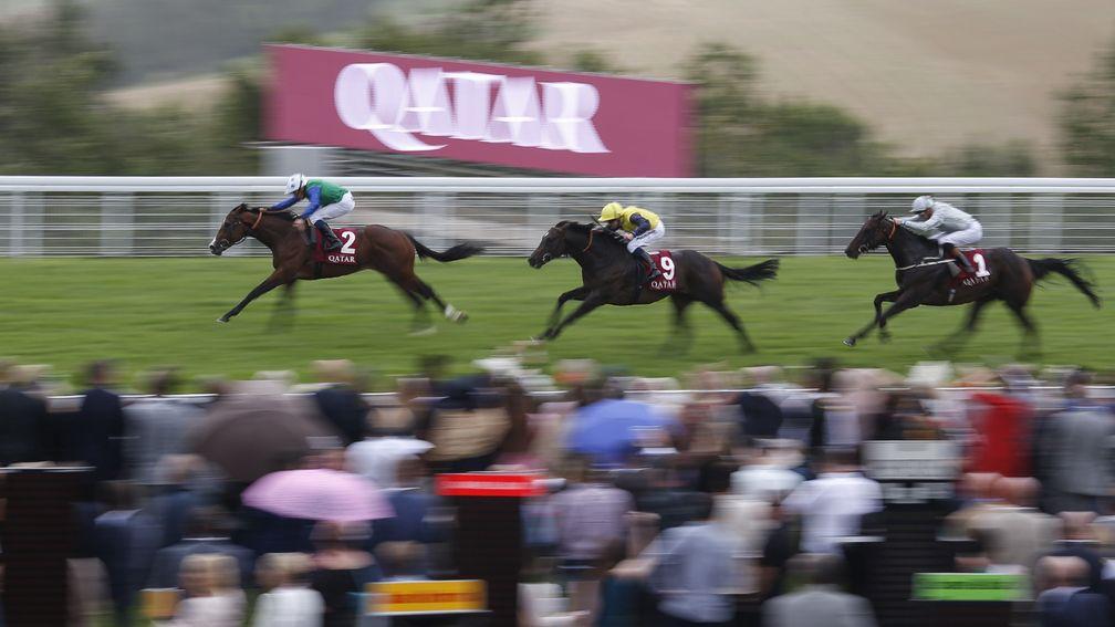 Barraquero (left) powers clear to win the Richmond Stakes