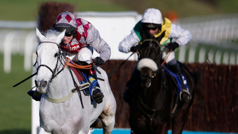 Smad Place and Richard Johnson show Many Clouds the way home in last year's Cotswold Chase