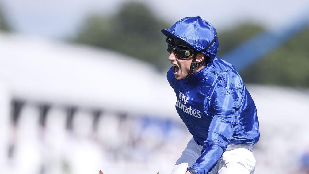 EPSOM, ENGLAND - JUNE 02:  William Buick riding Masar win The Investec Derby during Investec Derby Day at Epsom Downs Racecourse on June 2, 2018 in Epsom, United Kingdom. (Photo by Alan Crowhurst/Getty Images)