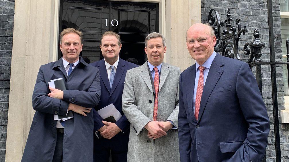 (From left to right) Martin Cruddace, Tom Goff, Joe Saumarez Smith and John Gosden met with officials at Downing Street to discuss affordability checks and the levy
