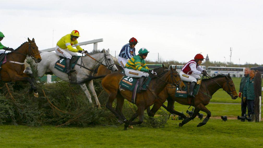 Katie Walsh and Seabass lead over the last on the way to finishing third in the 2012 Grand National