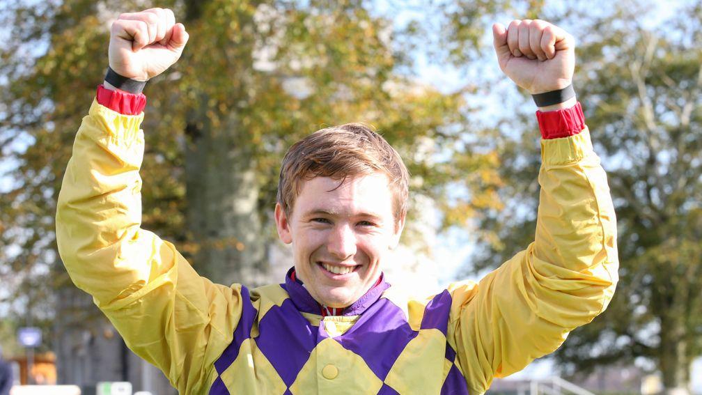 Colin Keane celebrates at the Curragh after riding his 127th winner of the season in Ireland