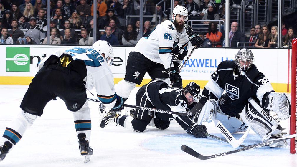 The Sharks and Kings (in black) are bitter NHL rivals