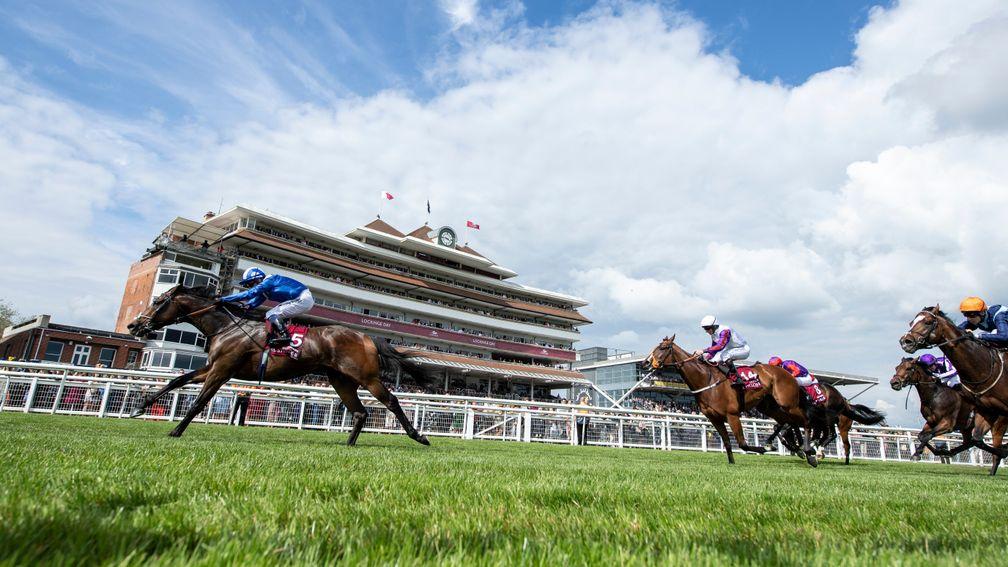Out on his own: Mustashry impresses in the Group 1 Lockinge Stakes
