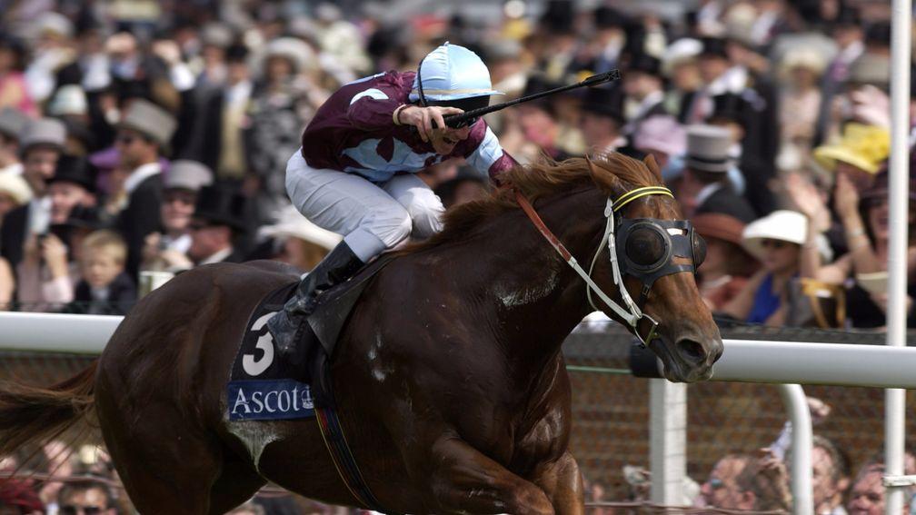 The second leg of his Royal Ascot double: Choisir lands the 2003 Golden Jubilee Stakes