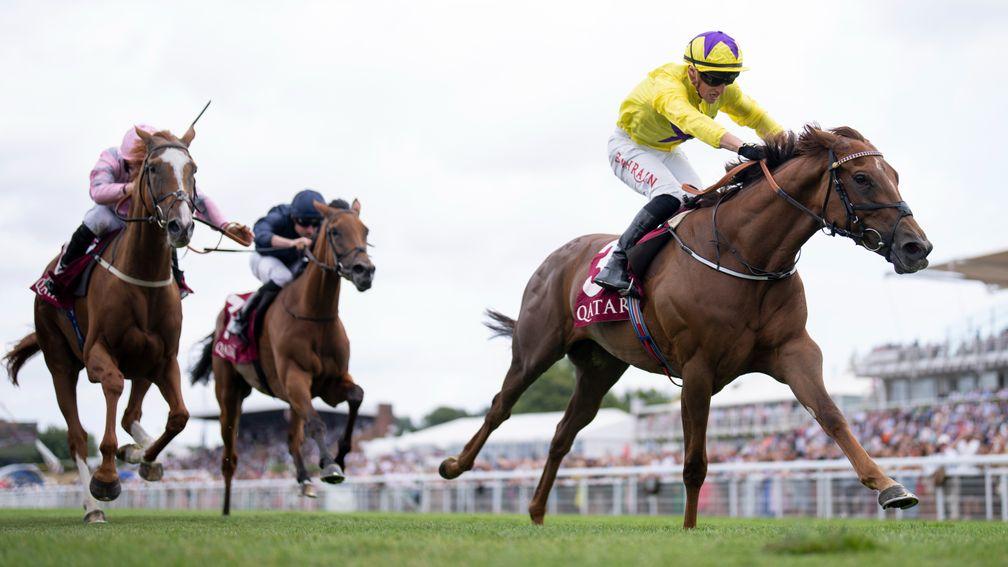 Sea La Rosa (Tom Marquand) wins the Lillie Langtry StakesGoodwood 30.7.22 Pic: Edward Whitaker