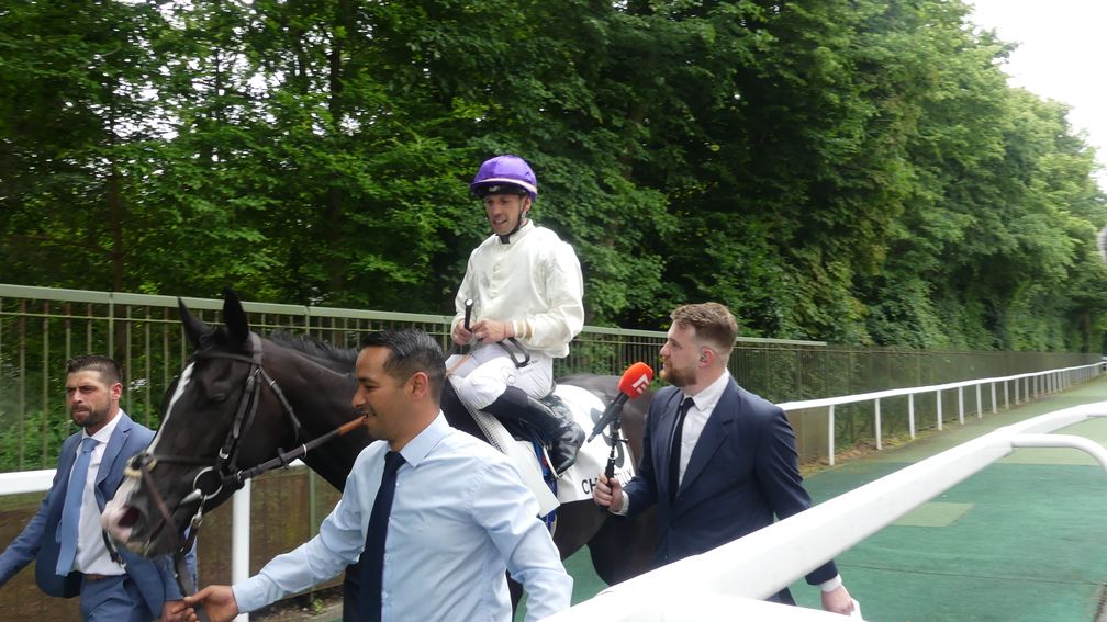Monteille could be heading for the King Charles II Stakes at Royal Ascot after dominating the Prix Gros-Chene at Chantilly