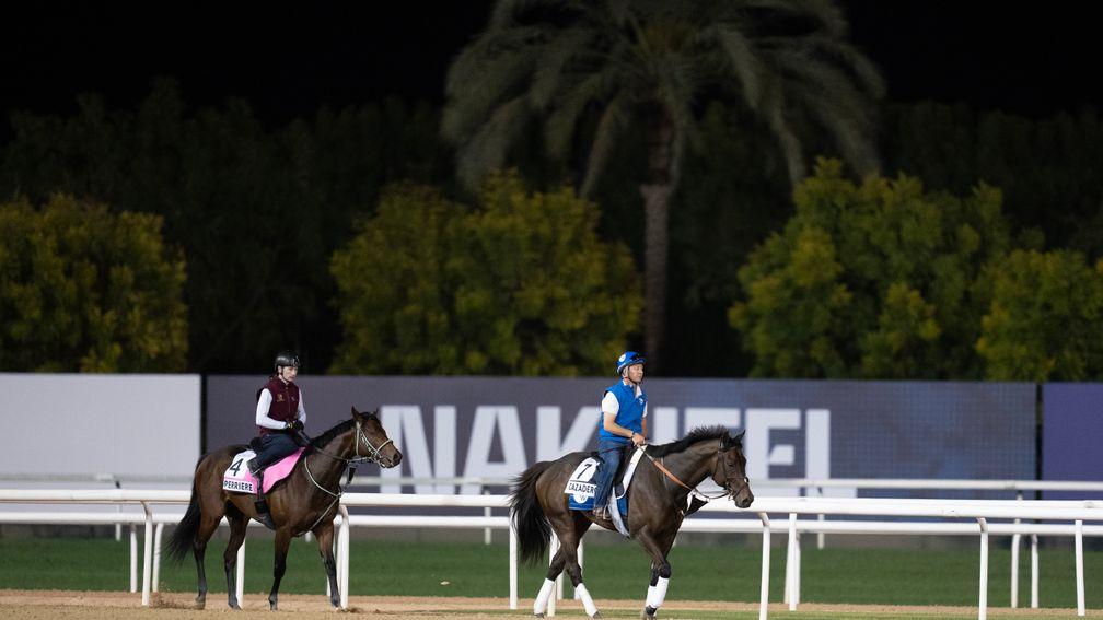 Oisin Murphy (left) gets a feel for Perriere at Meydan