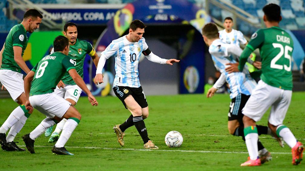 Lionel Messi netted twice against Bolivia in the group stage