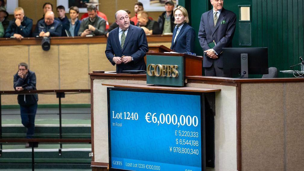 The bid board flashes up €6,000,000 