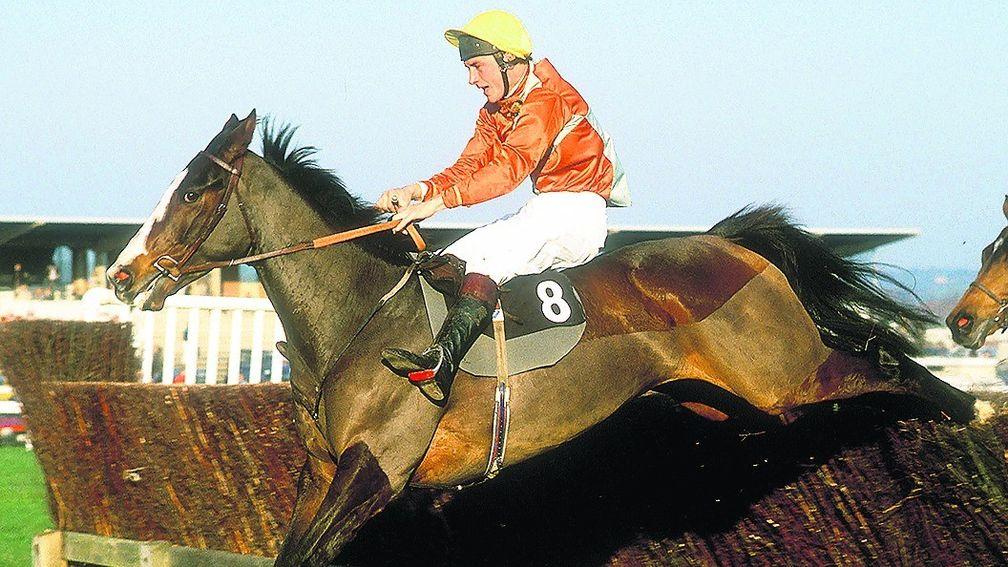 Paul Nicholls jumping the last on Playschool to win the 1987 Hennessy