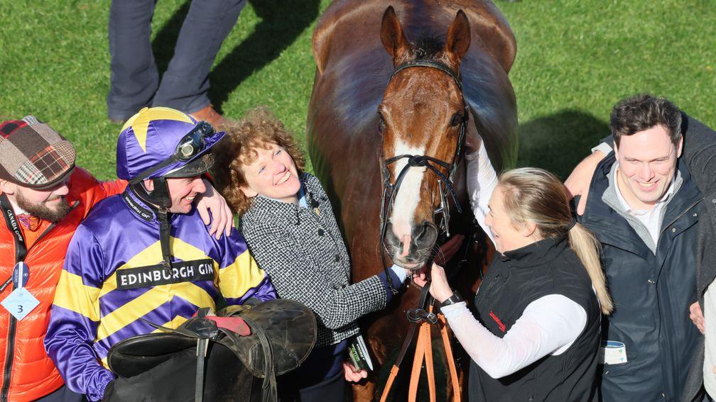 Corach Rambler was a second festival winner in as many years for Lucinda Russell (left)