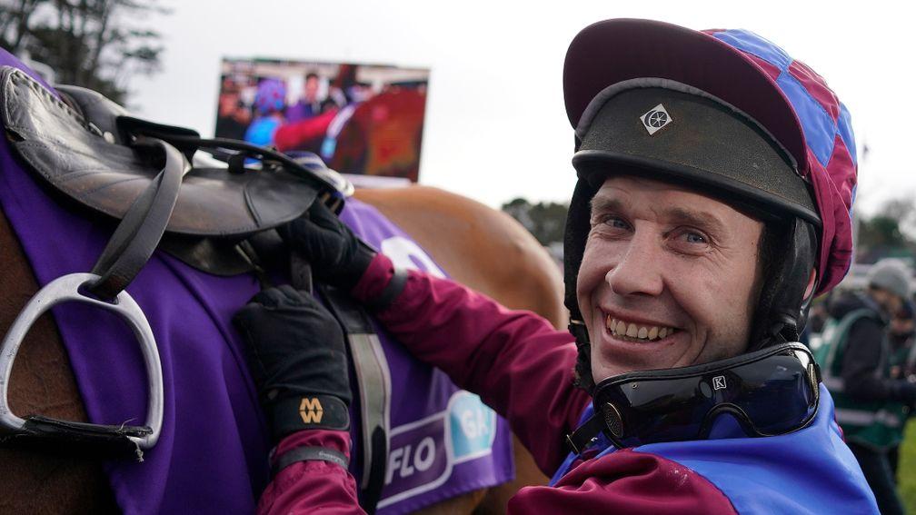 DUBLIN, IRELAND - FEBRUARY 03: Richard Johnson after riding La Bague Au Roi to win The Flogas Novice Chase at Leopardstown Racecourse on February 03, 2019 in Dublin, Ireland. (Photo by Alan Crowhurst/Getty Images)
