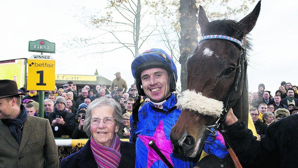 Cue Card with Jean Bishop and Paddy Brennan after victory in the 2016 Betfair Chase at Haydock The owner said of the Gold Cup decision: 'Now we've made our minds up we haven't got to keep talking about it'
