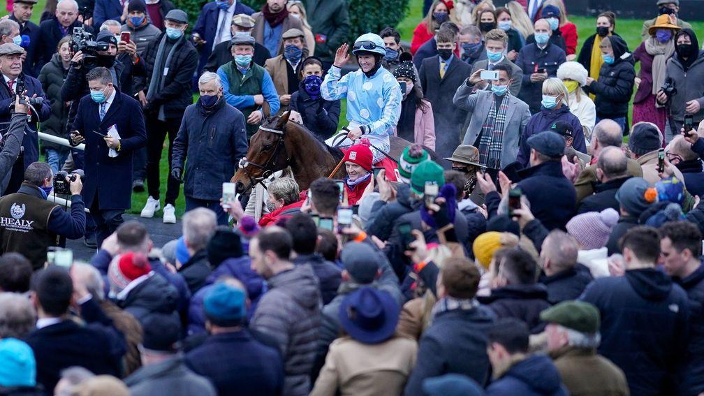 Honeysuckle and Rachael Blackmore return to a packed winner's enclosure in 2021