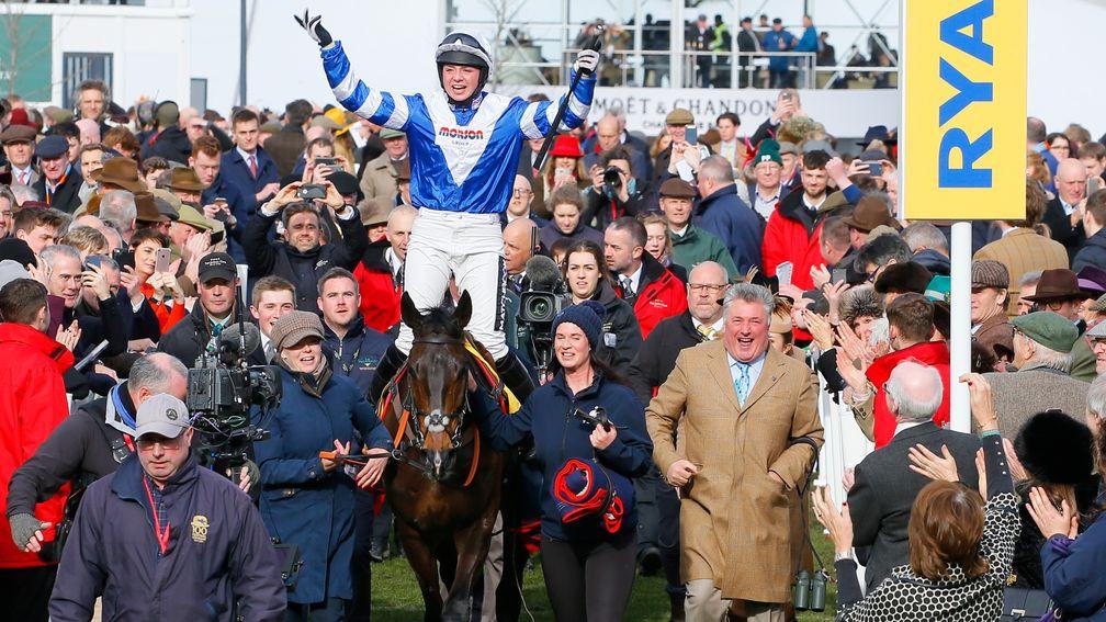 Frodon and Bryony Frost after the Ryanair Chase: this moment would never have happened but for the extension to a four-day Cheltenham Festival in 2005