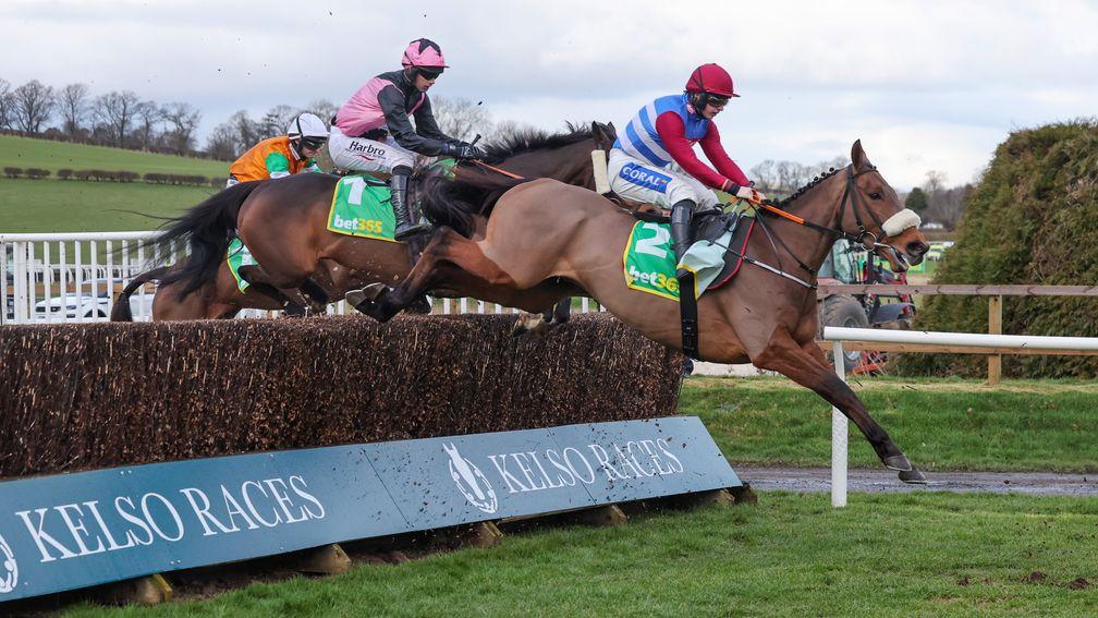 Thunder Rock and Sean Bowen on their way to winning the Listed Premier Chase at Kelso on Saturday