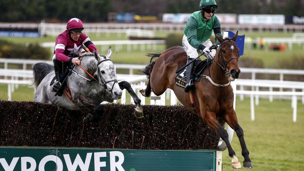 DUBLIN, IRELAND - FEBRUARY 03:  Paul Townend riding Footpad (R) on their way to winning The Frank Ward Solicitors Arkle Novices' Steeplechase at Leopardstown racecourse on February 3, 2018 in Dublin, Ireland. (Photo by Alan Crowhurst/Getty Images)