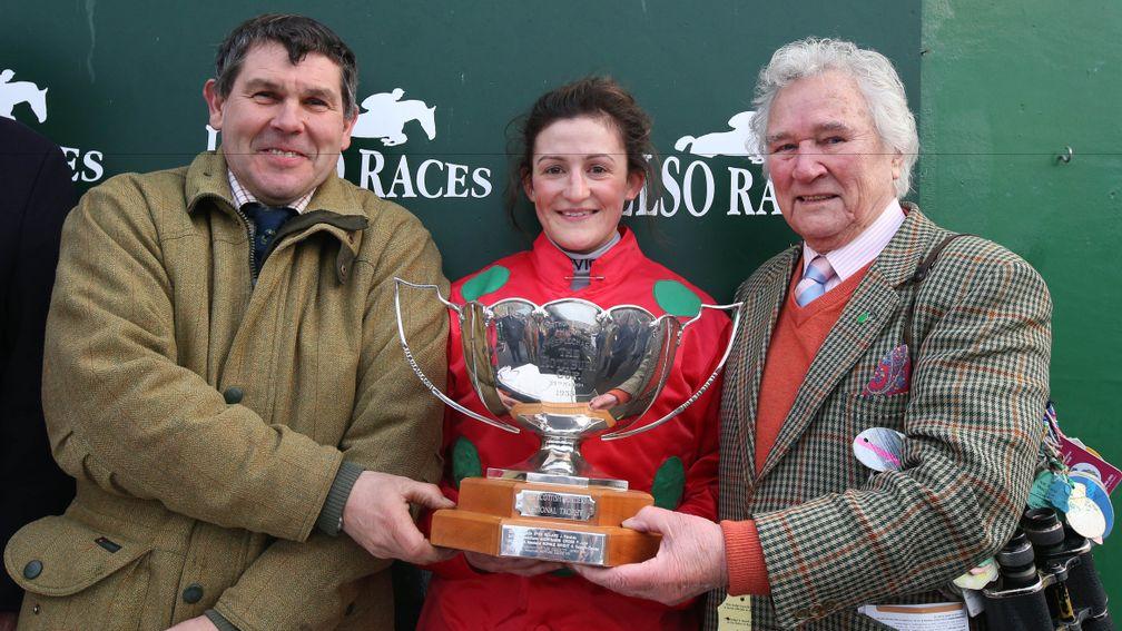 Sandy Thomson, Rachel McDonald and Jim Beaumont after Harry The Viking won the 2016 Borders National