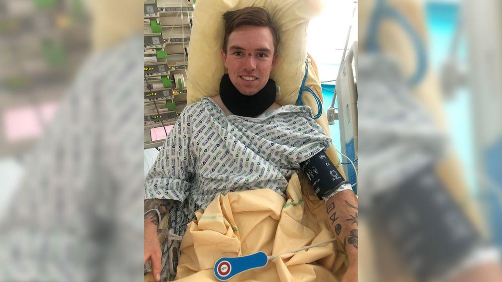 Jacob Pritchard Webb in hospital during his recovery