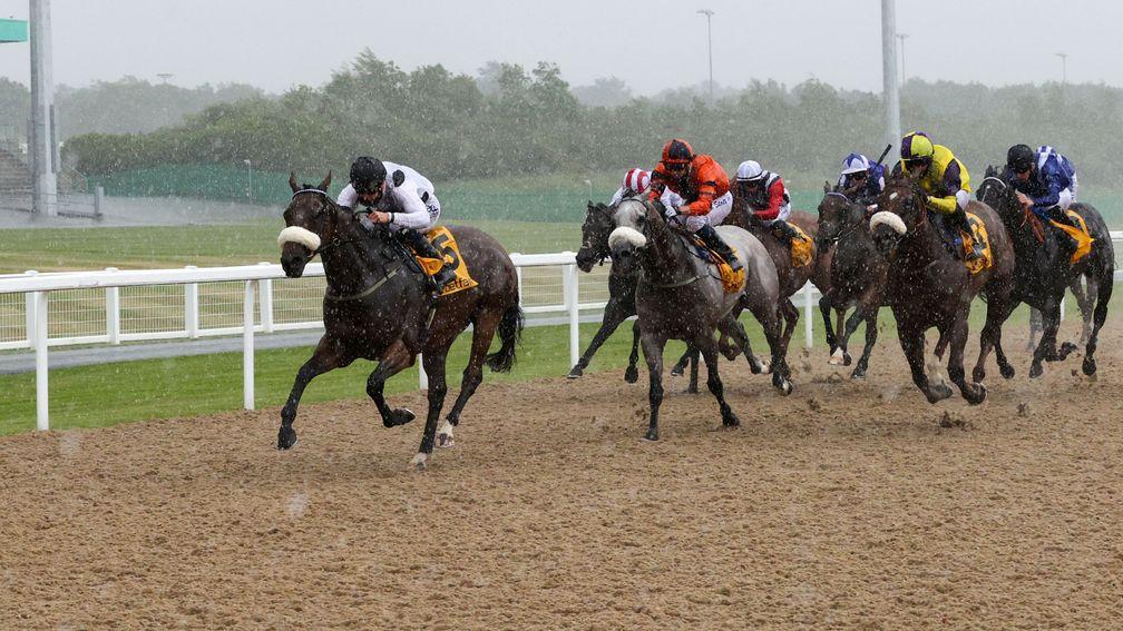 Judicial: wins the Chipchase Stakes in the pouring rain at Newcastle