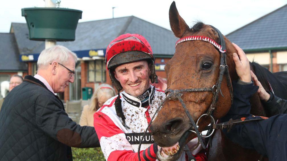 Ryalex and Stephen Mulqueen after victory in the 2m4f handicap chase