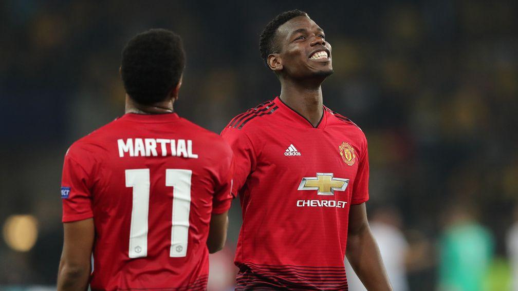Paul Pogba and Anthony Martial of Manchester United