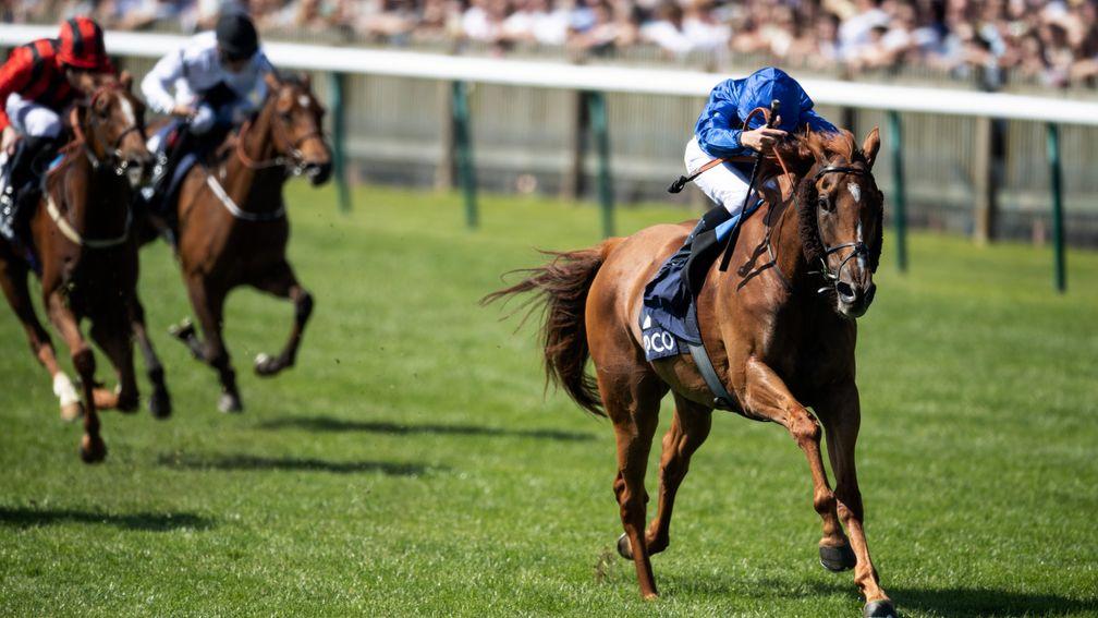William Buick was victorious aboard Wuheida on the Rowley Mile at the 2,000 Guineas meeting
