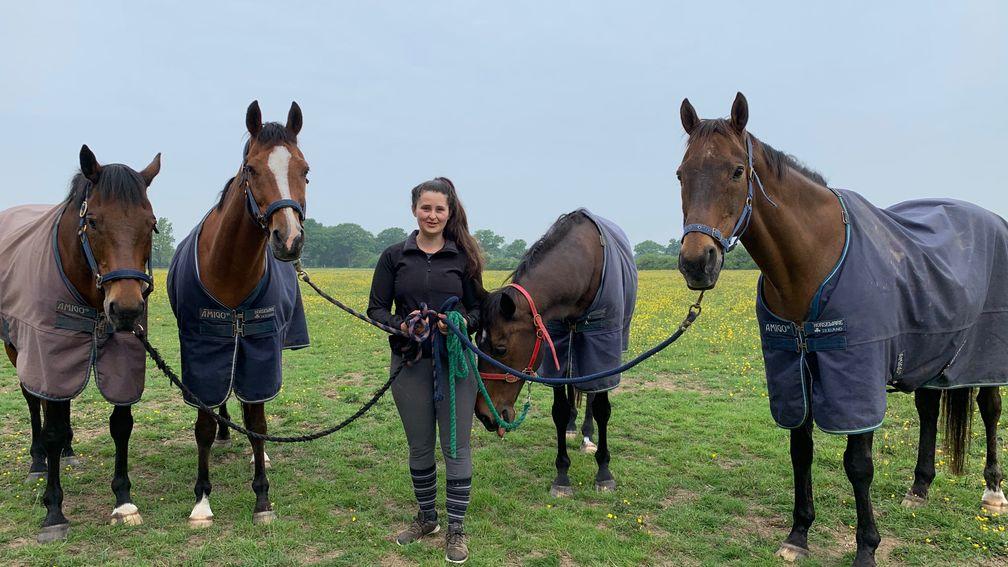 Katie Oborne from the Racehorse Sanctuary with Mr Vitality (far right)