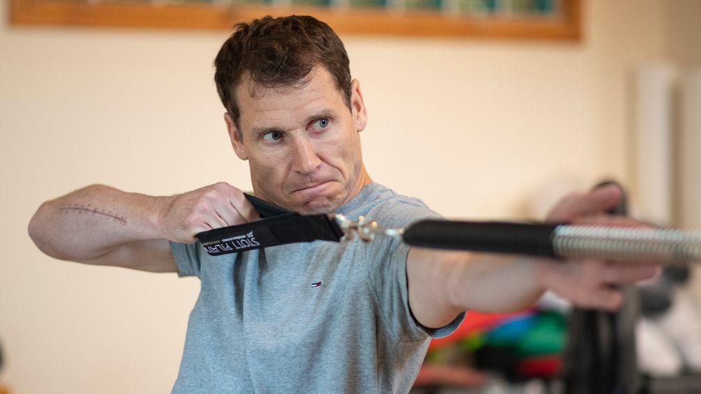 Richard Johnson puts his body through the pain barrier as he works his way back to fitness for the Cheltenham Festival