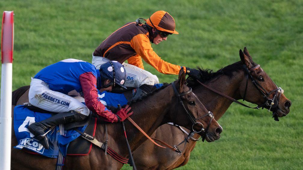 Noble Yeats (brown and orange silks): held off Paisley Park in the Cleeve Hurdle