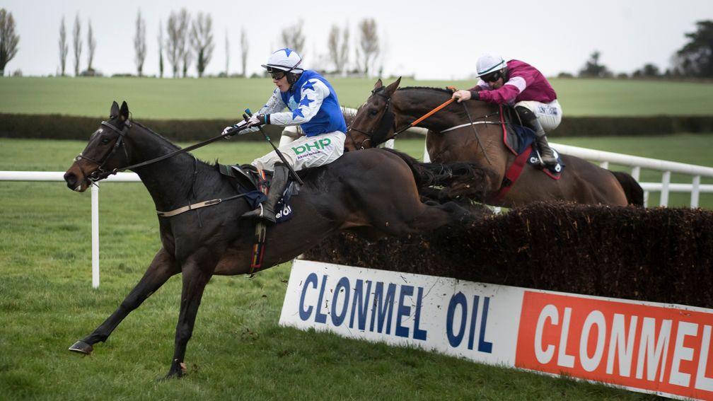 Kemboy and Paul Townend lead over the last in the Clonmel Oil Chase