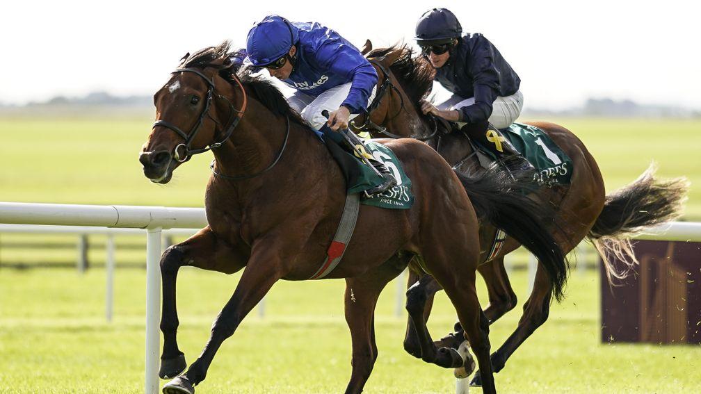 Quorto (left) defeating Anthony Van Dyck (right) in the Group 1 National Stakes at the Curragh