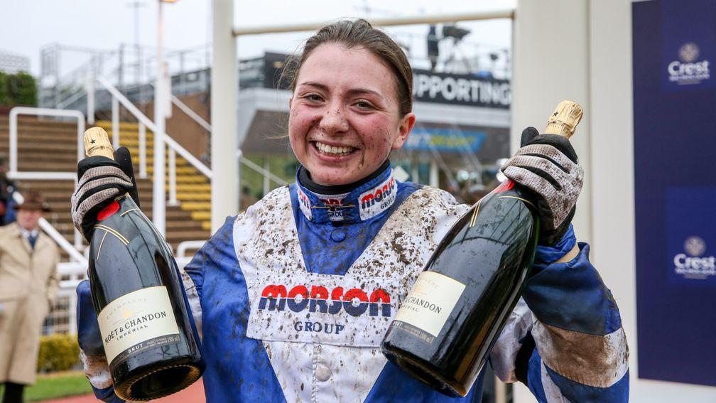 Lovely jubbly: Bryony Frost is all smiles after another Saturday strike