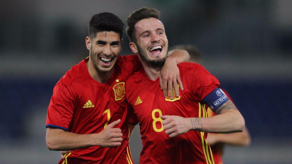 Spain's Marco Asensio (left) and Saul Niguez