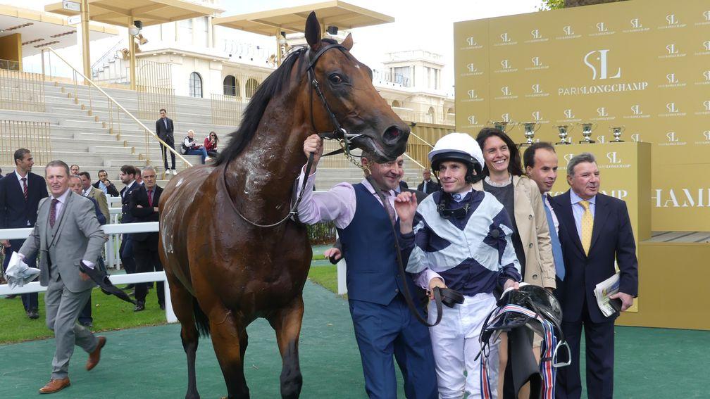 Circus Maximus and Ryan Moore after winning the Prix du Moulin
