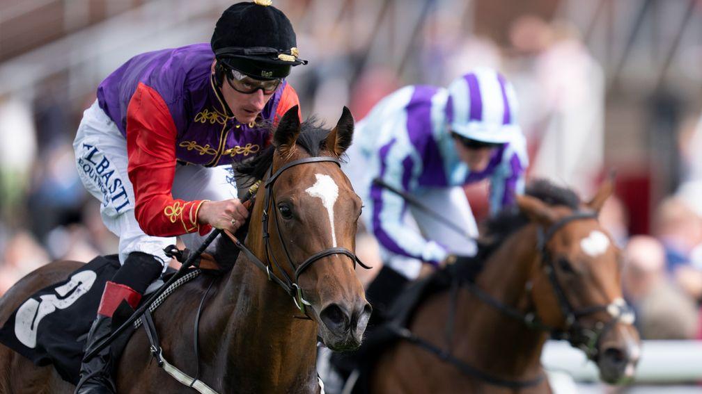 Love Affairs is in charge under Adam Kirby in the colours of the Queen in the nursery