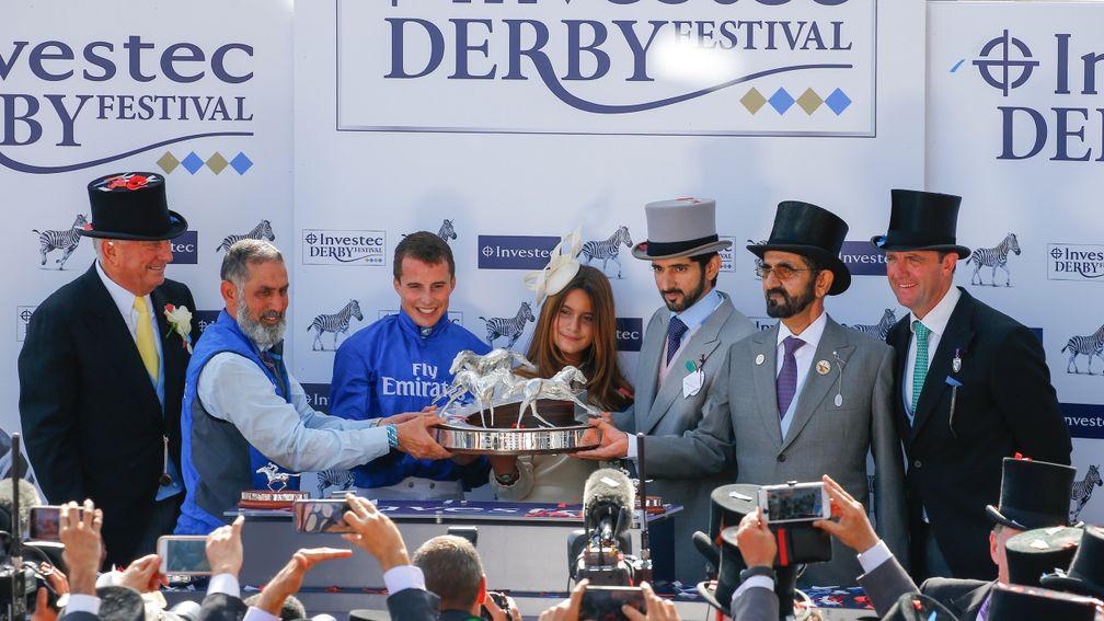Presentation to winning connections of Masar The Investec Derby (Group 1) (Entire Colts & Fillies) Epsom 2/6/2018©cranhamphoto.com