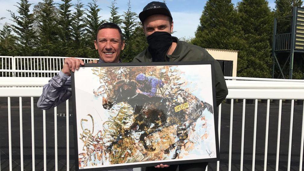 Frankie Dettori with Endless and the one-off artwork, which has an estimated value of £20,000
