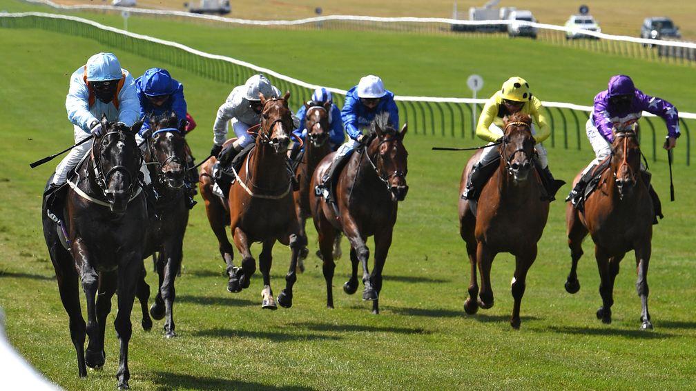 Marie's Diamond (left) on the way to winning the Paradise Stakes at Newmarket 