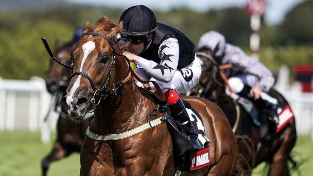 Rumblie Inthejungle wins the Molecomb Stakes at Glorious Goodwood