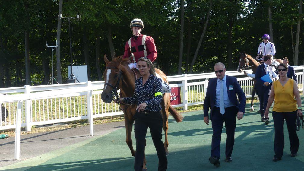 Get Ahead and Richard Kingscote after missing out by a short head in the Prix du Gros-Chene